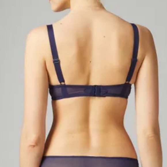 Simone Perele Bra 36D Marguerite Navy Night Blue Underwired Triangle Bra Floral - Picture 3 of 11